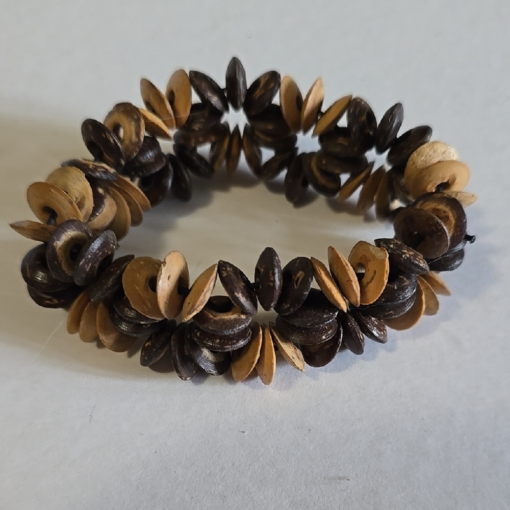 Natural Brown and Tan Coconut ShellBracelet